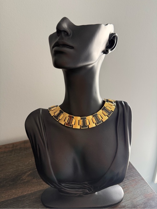 Monet Jewelry - Vintage Monet Cleopatra Choker statement Black Enamel Gold Tone -18” Long EUC